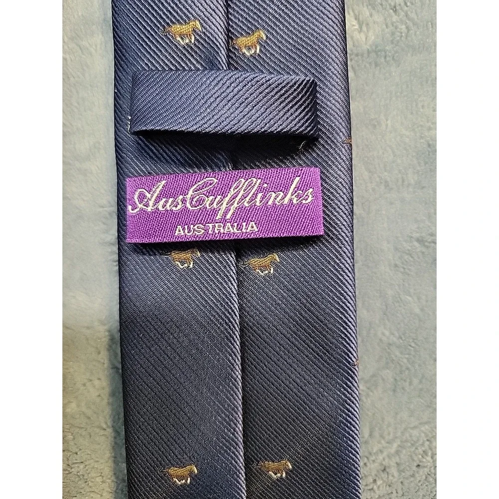 AusCufflinks Australia‎ Navy with Gold Horse Embroidery – Men's Necktie